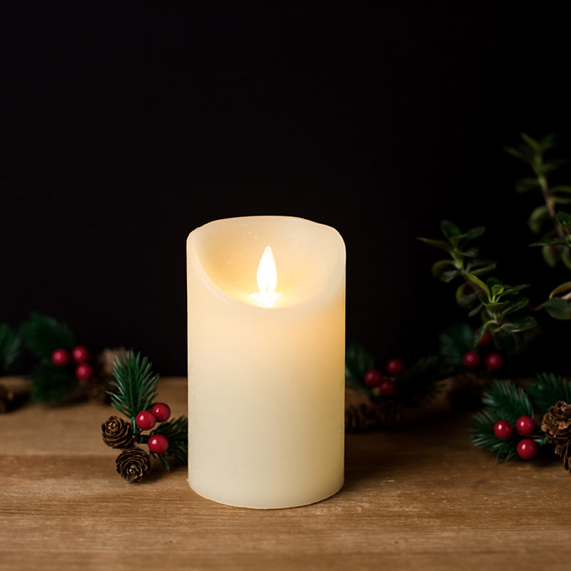 Juego de 3 velas sin llama de cera real de marfil