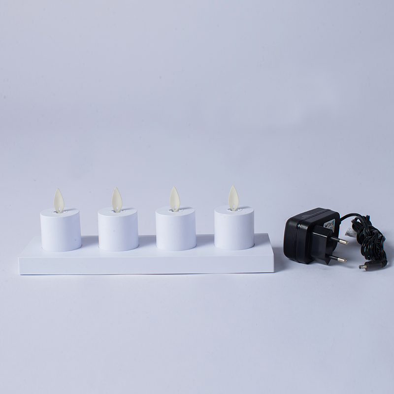 Paquete de 4 velas blancas recargables inductivas sin llama