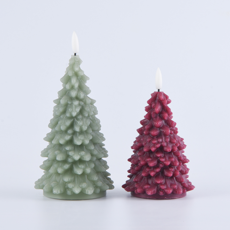 Green Christmas Tree Battery-Powered Candle