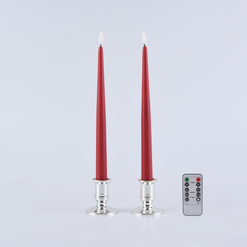 Juego de 2 velas cónicas sin llama con control remoto