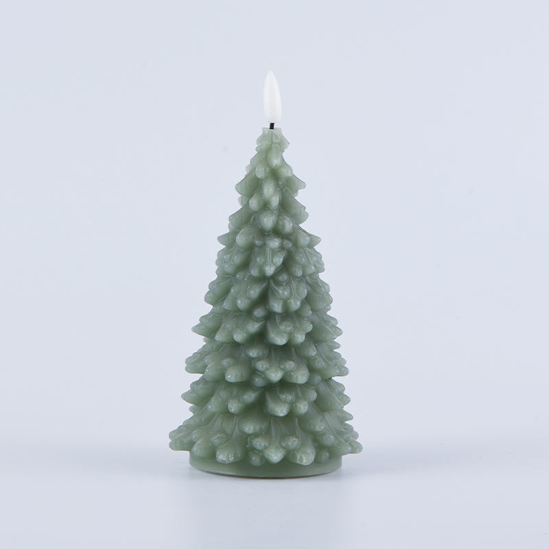 Green Christmas Tree Battery-Powered Candle