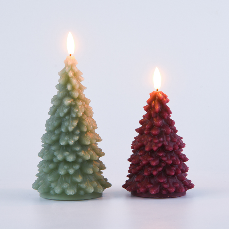 Green Christmas Tree Battery-Powered Candle