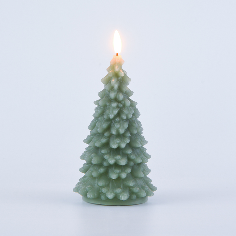 Green Christmas Tree Battery-Powered Candle